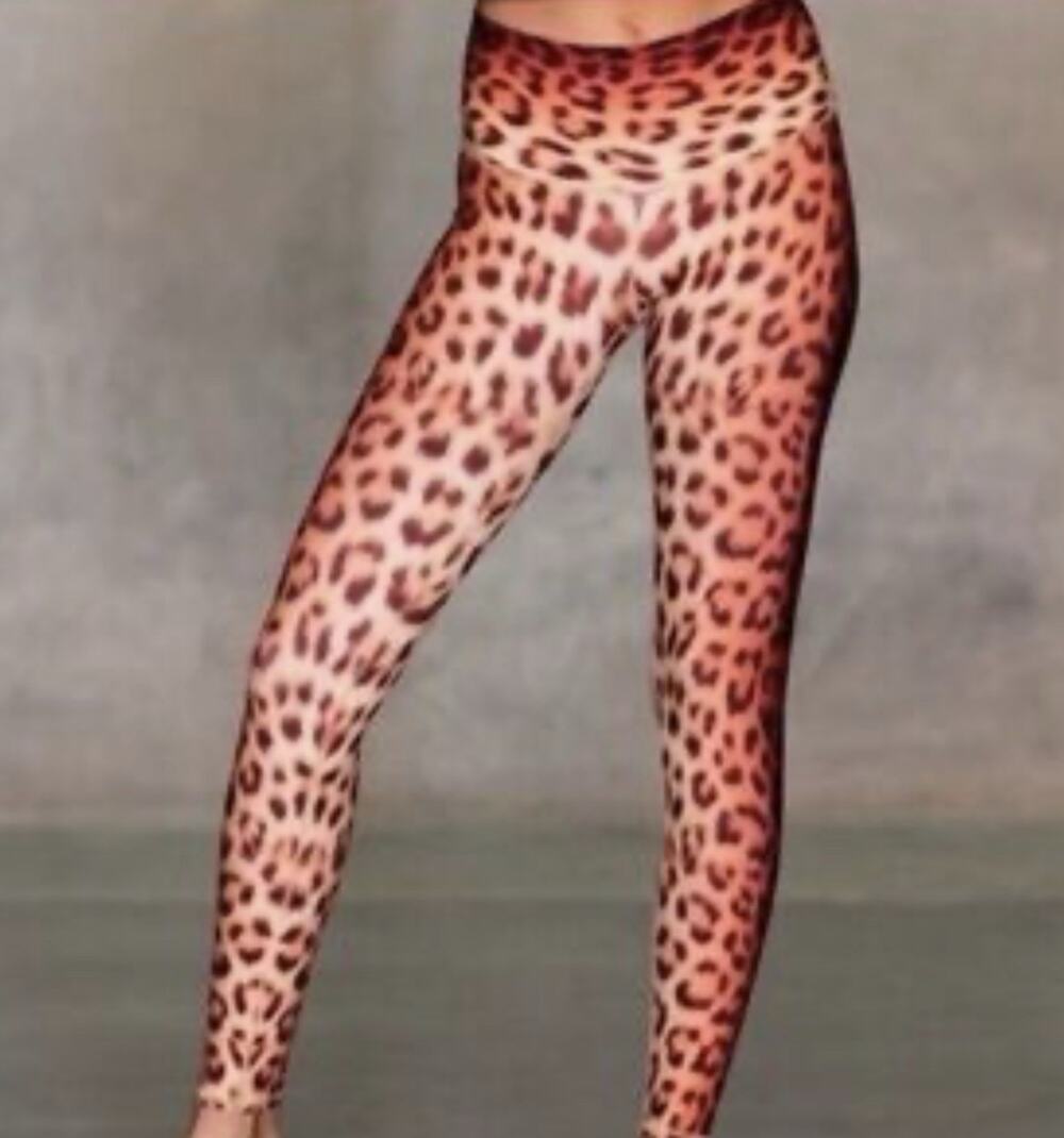 Niyama Sol Wild Thing High Waisted Leopard Print Yoga Leggings Hot Pants Sz XS